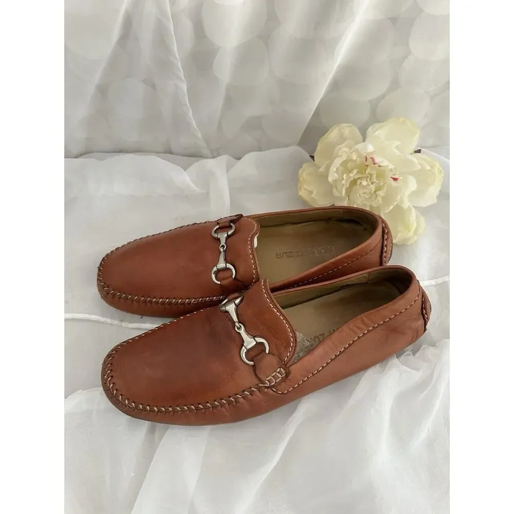 Robert Zur Mens size 11 M Brown GLOVE Leather Driver Loafers Moccasin Shoes